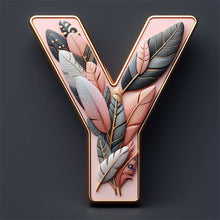 Charger l'image dans la galerie, Lettre de plume-Peinture diamant ronde complète-30x30cm