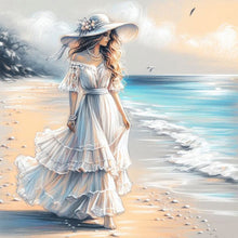 Charger l'image dans la galerie, Beach Lady-Full Round Diamond Painting-30x30cm