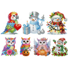 Charger l'image dans la galerie, Chouette de Noël - Perceuse à un seul côté - Tête secouante - Ornement de bureau en acrylique avec diamant