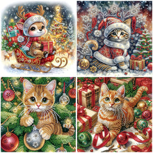 Charger l'image dans la galerie, Chat de Noël-Partial Special Diamond Painting-30x30cm