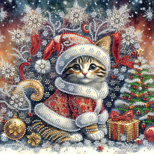 Charger l'image dans la galerie, Chat de Noël-Partial Special Diamond Painting-30x30cm