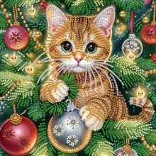 Charger l'image dans la galerie, Chat de Noël-Partial Special Diamond Painting-30x30cm