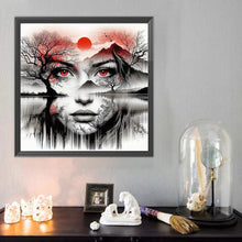 Charger l'image dans la galerie, Tête de femme Portrait Paysage- Round Diamond Painting-40x40cm