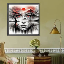 Charger l'image dans la galerie, Tête de femme Portrait Paysage- Round Diamond Painting-40x40cm