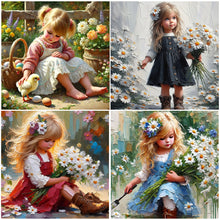 Charger l'image dans la galerie, Fille-Full Round Diamond Painting-40x40cm