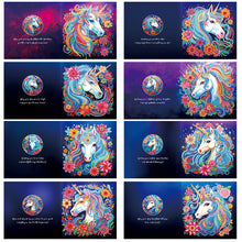Charger l'image dans la galerie, 8 pièces/ensemble de cartes de vœux licorne-diamant
