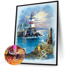 Charger l'image dans la galerie, Seaside Lighthouse-complet Round peinture au diamant-30x40cm
