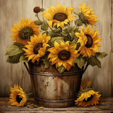 Charger l'image dans la galerie, Sunflower-complet Round peinture au diamant-30x30cm
