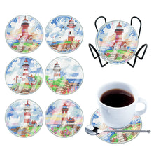 Charger l'image dans la galerie, 6Pcs/Set-Lighthouse-Acrylic Waterproof Diamond Coaster