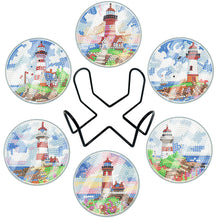 Charger l'image dans la galerie, 6Pcs/Set-Lighthouse-Acrylic Waterproof Diamond Coaster