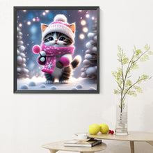 Charger l'image dans la galerie, Snow Kitten-complet Round peinture au diamant-30x30cm