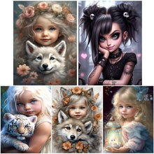 Charger l'image dans la galerie, La vie des animaux de compagnie Fille-Full Round/Square Diamond Painting-30x40cm/40x50cm/50x70cm