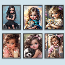 Charger l'image dans la galerie, La vie des animaux de compagnie Fille-Full Round/Square Diamond Painting-30x40cm/40x50cm/50x70cm