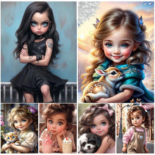 Charger l'image dans la galerie, La vie des animaux de compagnie Fille-Full Round/Square Diamond Painting-30x40cm/40x50cm/50x70cm