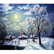 Charger l'image dans la galerie, Scène de neige - diamant rond complet - 35x30cm