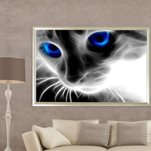 Charger l'image dans la galerie, Chat aux yeux bleus - diamant rond complet - 40x30cm