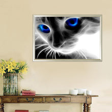 Charger l'image dans la galerie, Chat aux yeux bleus - diamant rond complet - 40x30cm