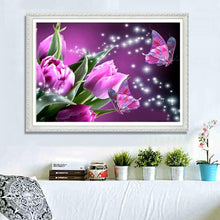 Charger l'image dans la galerie, Fleur de papillon - diamant rond complet - 40x30cm