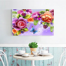 Charger l'image dans la galerie, Papillon de fleur - diamant rond complet - 30x40cm