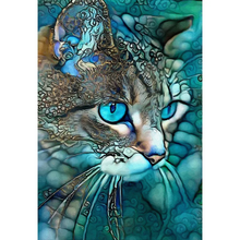 Charger l'image dans la galerie, Chat bleu rond/carré diamant peinture