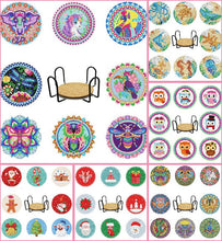 Charger l'image dans la galerie, 8pcs/set +1 rack de stockage-Animal-Bois Diamond Coaster