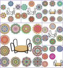 Charger l'image dans la galerie, 8pcs/set +1 rack de stockage-Mandala-Bois Diamond Coaster