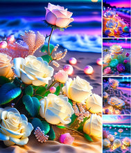 Charger l'image dans la galerie, Cristal rose au bord de la mer-plein écran Diamond Painting-30x40cm