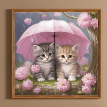 Charger l'image dans la galerie, Chaton parapluie -Peinture complète au diamant 40*40CM