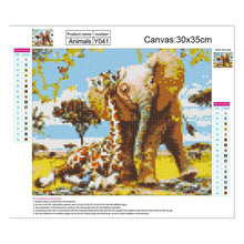 Charger l'image dans la galerie, Éléphant de girafe - diamant rond complet - 30x35cm