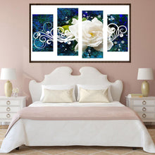 Charger l'image dans la galerie, 4pcs/set rose blanche - peinture complète en diamant - 95x45cm