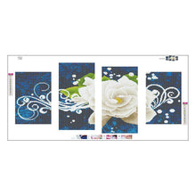 Charger l'image dans la galerie, 4pcs/set rose blanche - peinture complète en diamant - 95x45cm