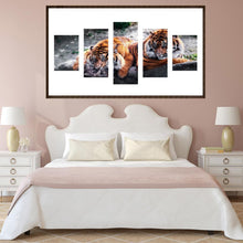 Charger l'image dans la galerie, 5pcs/set 2 tigres - peinture en diamant ronde - 95x45cm
