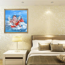 Charger l'image dans la galerie, Ailes de garçon d’amour - diamant rond complet - 30x30cm