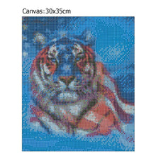 Charger l'image dans la galerie, Le tigre de drapeau de nous - diamant rond complet - 30x35cm