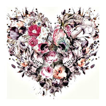 Charger l'image dans la galerie, Coeur - crâne en forme - diamant rond complet - 25x25cm
