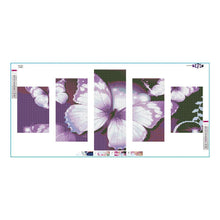 Charger l'image dans la galerie, 5pcs/set papillon violet - peinture en diamant rond - 95x45cm