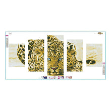 Charger l'image dans la galerie, 5pcs/set leopard - peinture en diamant ronde - 95x45cm