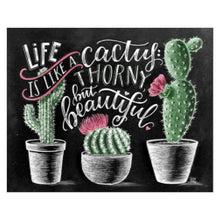 Charger l'image dans la galerie, Tableau noir cactus - diamant rond complet - 25x30cm