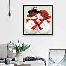 Charger l'image dans la galerie, Couples de bonhomme de neige - peinture complète de diamant - 30x30cm