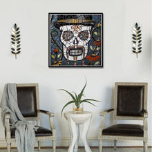 Charger l'image dans la galerie, Crâne de géométrie - diamant rond complet - 30x30cm