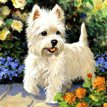 Charger l'image dans la galerie, Chiot blanc - peinture complète de diamant - 30x30cm