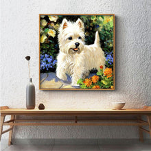 Charger l'image dans la galerie, Chiot blanc - peinture complète de diamant - 30x30cm