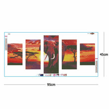 Charger l'image dans la galerie, 5pcs/set elephant - peinture complète en diamant - 95x45cm