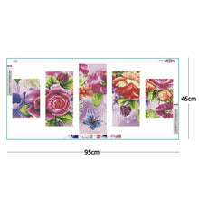 Charger l'image dans la galerie, 5pcs/fleurs de papillon set - peinture complète de diamant - 95x45cm