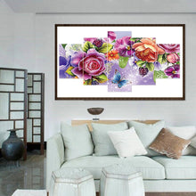Charger l'image dans la galerie, 5pcs/fleurs de papillon set - peinture complète de diamant - 95x45cm