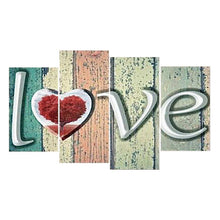 Charger l'image dans la galerie, 4pcs/set love - peinture en diamant ronde - 80x45cm