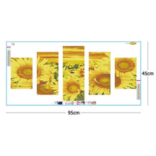 Charger l'image dans la galerie, 5pcs/set tournesol - peinture complète en diamant - 95x45cm