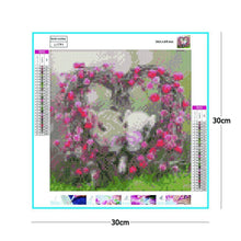 Charger l'image dans la galerie, 2 cochons de coeur - diamant rond complet - 30x30cm