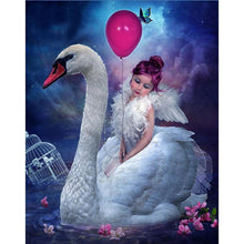 Charger l'image dans la galerie, Swan girl - diamant rond complet - 30x25cm