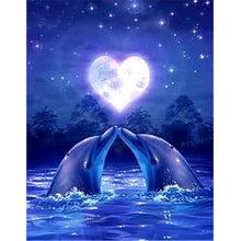 Charger l'image dans la galerie, Dolphin love - diamant rond complet - 40x30cm